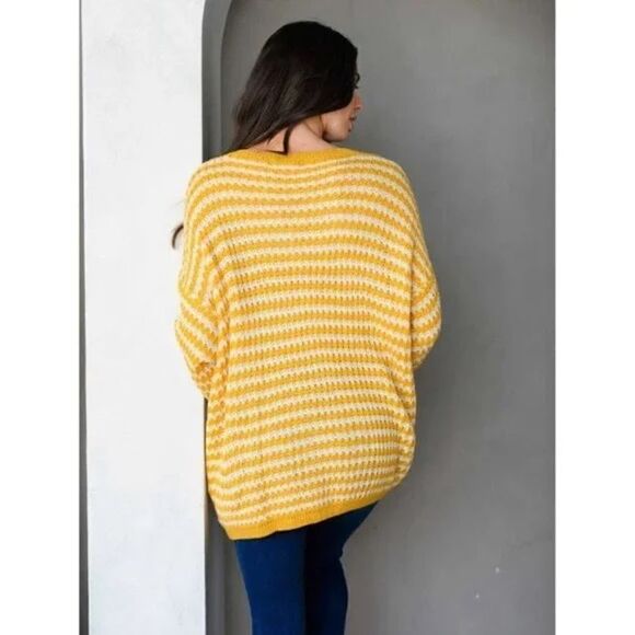 Mint Choco Sweater Long Sleeve V- Neck Pullover Soft Sweater - Picture 2 of 3